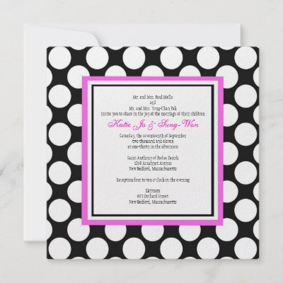 Pink and Black Polka Dot Wedding Invitation by Eternalflame