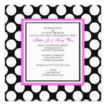 Pink and Black Polka Dot Wedding Invitation