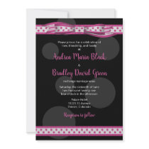 Pink and Black Polka Dots Customisable Invitation