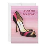 Pink and Black Stripe Pumps Invite invitations