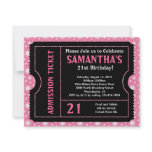 Pink and Black Ticket Invitation, Any Age