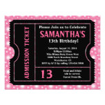 Pink and Black Ticket Invitation, Any Age