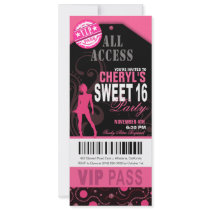 Pink and Black VIP Sweet 16 Ticket Party