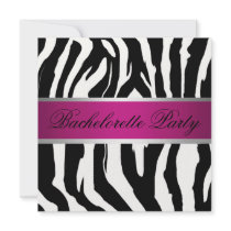 Pink and Black Zebra Bachelorette Party Custom Invitations