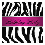 Pink and Black Zebra Birthday Party Invites
