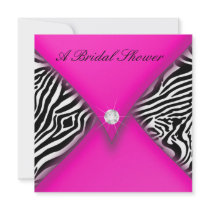 Pink and Black Zebra Bridal Shower Personalised Invitation