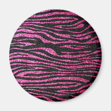 Pink and Black Zebra Print bling (faux glitter) Refrigerator Magnet