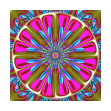 Pink and Blue Fractal Flower Wrapped Canvas Gallery Wrapped Canvas
