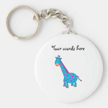 Pink and blue giraffe key chain