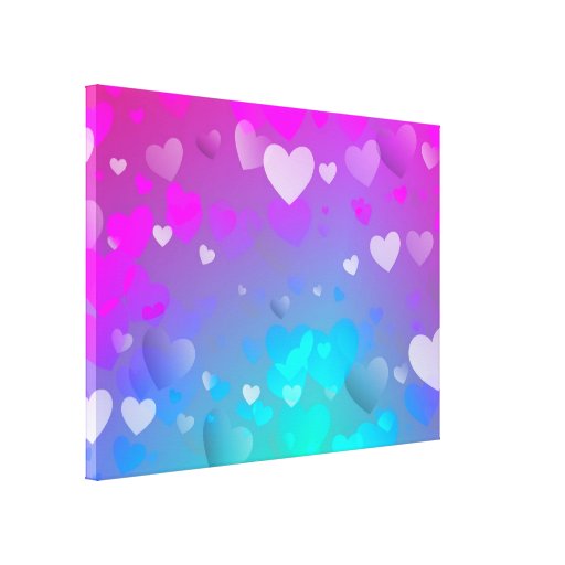 Pink and Blue Hearts Canvas Print