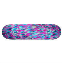 Pink and Blue Orbs Abst5ract Art Skateboard
