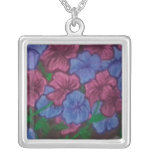 Pink and Blue Petunias necklace