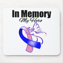 Pink and Blue Ribbon In Memory of My Hero Mouse Pad
