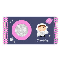 Pink and Blue Stars Spacegirl Photo Card