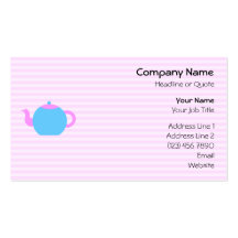 Pink and Blue Teapot Picture. Business Card Template