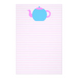 Pink and Blue Teapot Picture. stationery