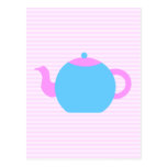 Pink and Blue Teapot Picture. postcards