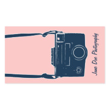 Pink and Blue Vintage Camera Business Card