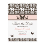 Pink and Brown Butterfly Save The Date Postcard