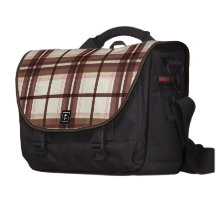 Pink and Brown Checked Laptop Bag