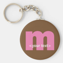 Pink and Brown Monogram - Letter M Keychain