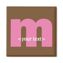 Pink and Brown Monogram - Letter M Fridge Magnets