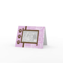 Pink and Brown Paw Print Greeting Cards