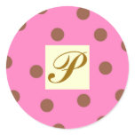 Pink and Brown Polka Dots Letter P stickers