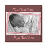 Pink and brown Polkadot Frame Magnet