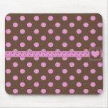 Pink and Brown Polkadot Mouse Mat