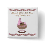 pink and brown themed Baby Shower buttons