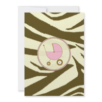 Pink and Brown Zebra Print Baby Shower Invitation