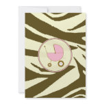Pink and Brown Zebra Print Baby Shower Invitation
