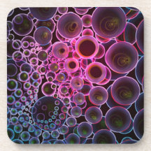 Pink and Dark Abstract Circles Art Drink Coasters