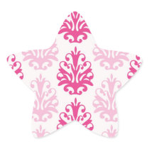 Pink and dark pink boho chic damask star stickers