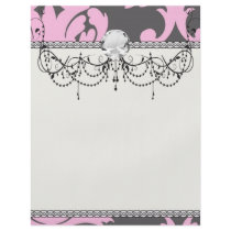 pink and deep grey large damask personalized flyer