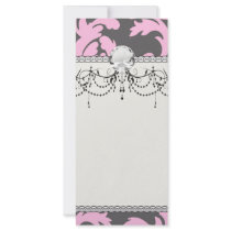 pink and deep grey large damask customized rack card