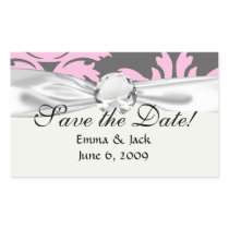 pink and deep grey large damask rectangular sticker