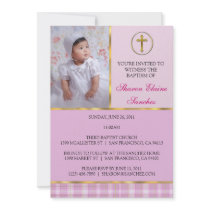 Pink and Gold Baptism/Christening Invitation
