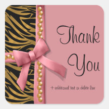 Pink And Gold Zebra Striped With Pearls Sticker
