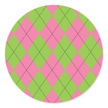 Pink and Green Argyle Sticker