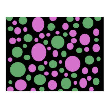pink and green circles post card