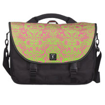 Pink and Green Damask Laptop Bag