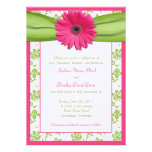 Pink and Green Floral Damask Wedding Invitation