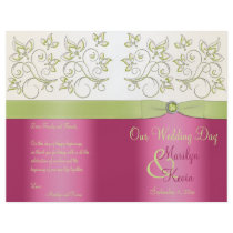 Pink and Green Floral Wedding Program