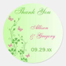 Pink and Green Floral with Butterflies Sticker
