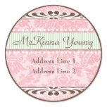 Pink and Green Florals Birth Address Label stickers