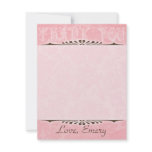 Pink and Green Florals Note Card invitations