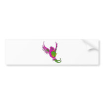 Pink and Green Swallow Bumper Sticker