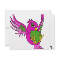 Pink and Green Swallow Personalized Invitation